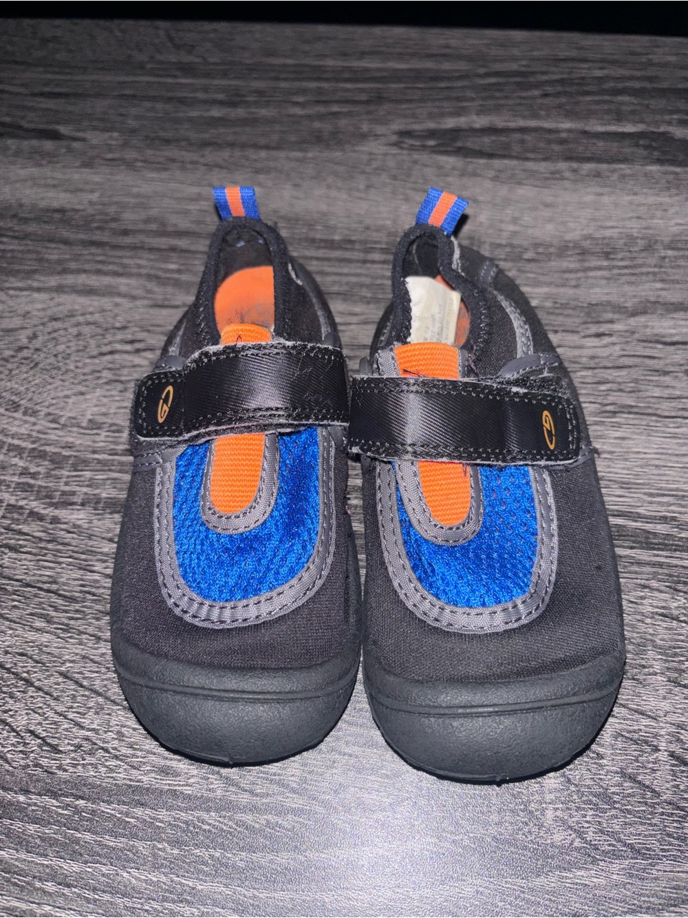 Champion CG Toddler Water Shoes Swim Beach Black Blue Orange Size 7/8 Hook Loop